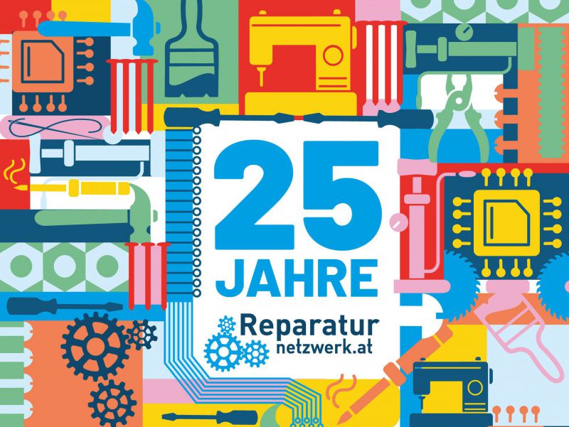 Buntes Sujet 25 Jahre Reparaturnetzwerk